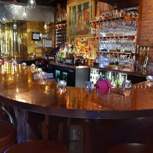 a bar with bar stools