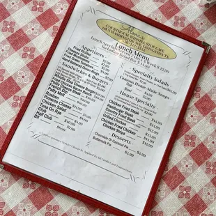 the menu