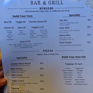 Front page of the new menu!