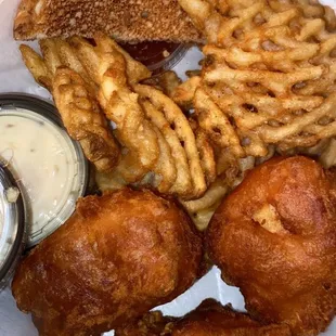 Fish fry with waffle fries