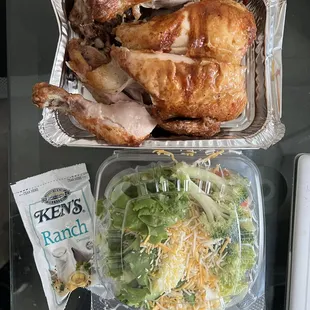 Perfect chicken! Moist breast with crispy skin. Their garden salad is solid.