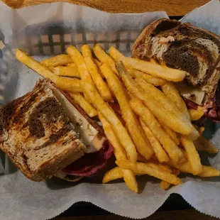 Reuben Sandwich and Fries