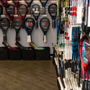 We have one of the largest selections of tennis racquets both new and for demo.