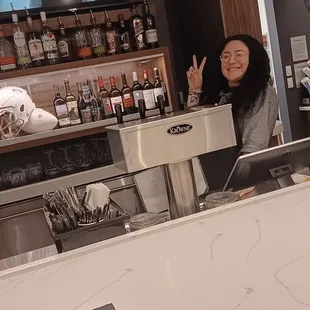 The bartender in her element