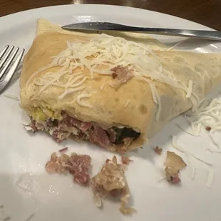 Meanie mushroom crepe with eggs.