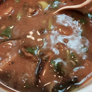 Wild mushroom bisque with cilantro &amp; green onions  yum on a day like today.