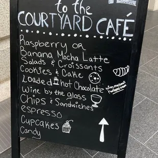 a blackboard with a menu written on it