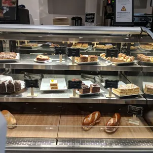 a display of pastries and desserts