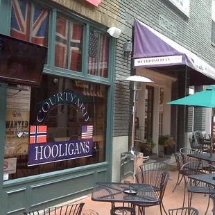 tables and chairs outside