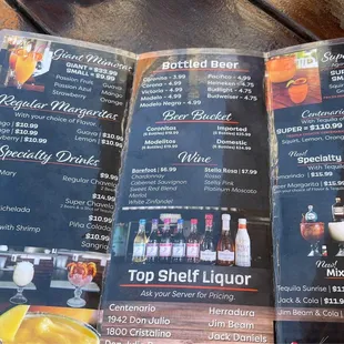 Drink menu