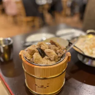 a bowl of food on a table