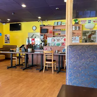 the inside of a restaurant