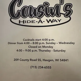 All your pertinent information.