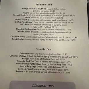 Some of your meal choices.