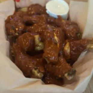 Purple Heart wings... super saucy, not too spicy but SALTY!