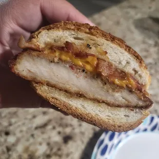 Notorious cbg is chicken cutlets bacon ,brown gravy, and American cheese