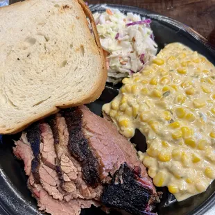 brisket plate w street corn &amp; coleslaw