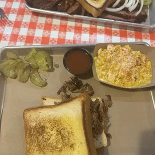 Chopped Brisket Sandwich with street corn