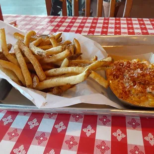 House made fries and Texas creamed corn