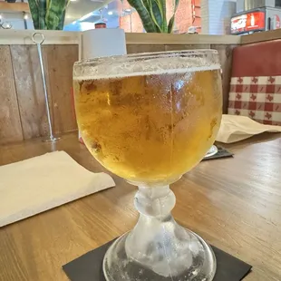 Chilled mug with on tap beer