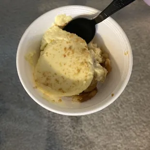 3 bites of a $5 serving of banana pudding
