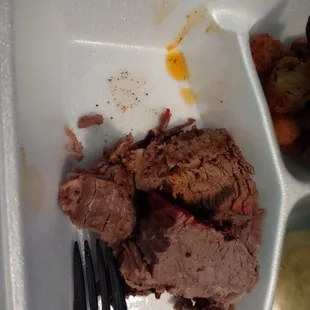 My tiny pile of slop sliced brisket. It was 2" by 2" tiny pile of mush. It sucked for a $20 plate