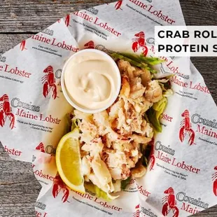 crab roll with a side of mayonnaise