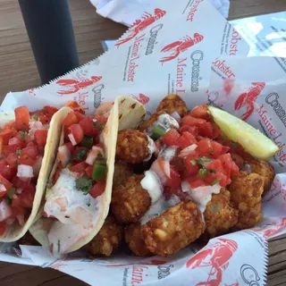 Two Lobster Tacos and Tots