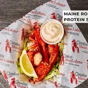 a lobster with a side of mayo