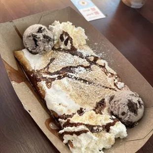 The henessy waffle with cookie crush ice cream