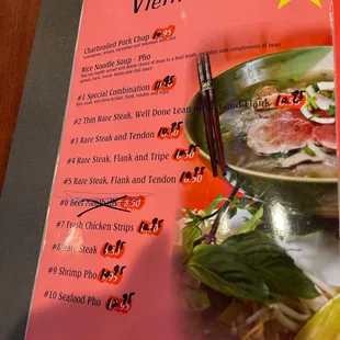 menu