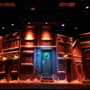 It's a beautiful set for "A Christmas Carol the Musical".