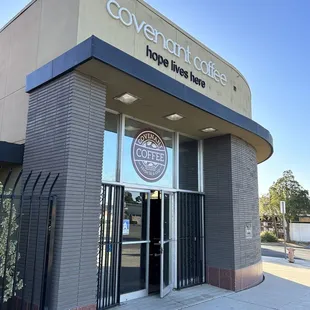 the entrance to the building