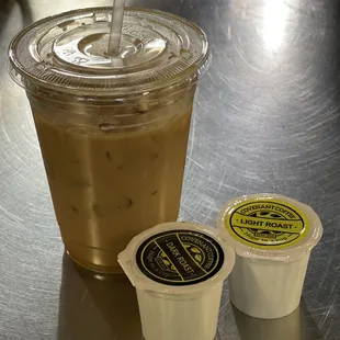 two cups of coffee on a table