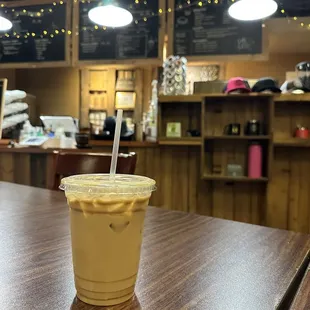 Iced white mocha with oat milk.