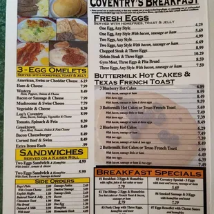 Breakfast menu