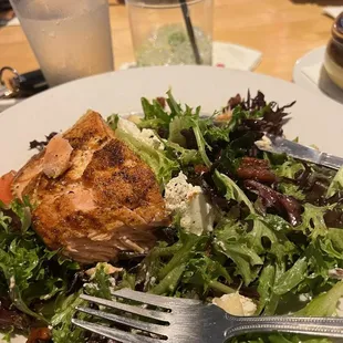 Cover 3 Salad with grilled salmon