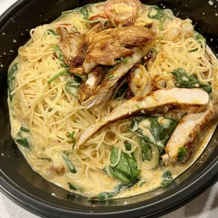 blackened chicken and shrimp pasta