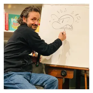 That's right, it's Jeff Smith! A rare bookstore visit.