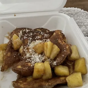 Pineapple &amp; coconut French toast.