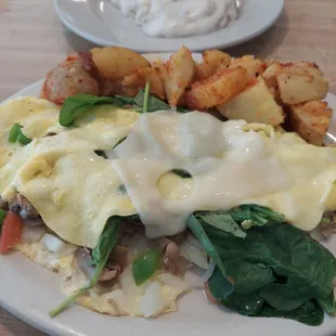 Bisquit &amp; Gravy plus a Veggie Omelet.