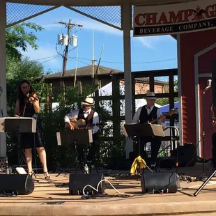 a band performing on stage