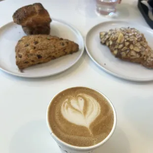 Pastries and oatmilk cappuccino