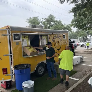 Amazing burgers and hot dogs for customers and crew.