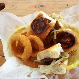 Sliders with onion rings