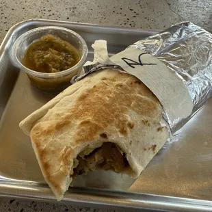 The Rancher Burrito w/ hot salsa