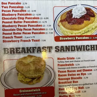pancakes, menu