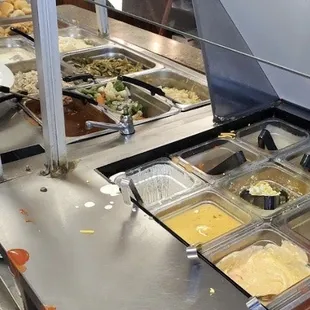 Salad bar with homemade sauces and pickles