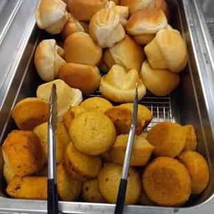 Rolls and corn muffins