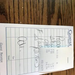 a check with a handwritten name